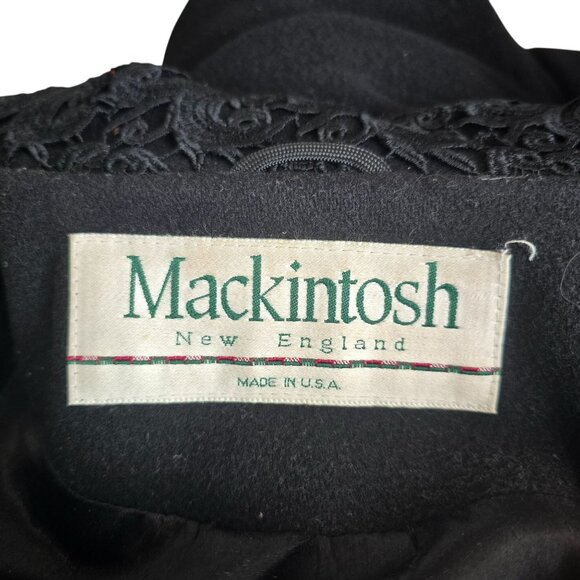 Mackintosh New England Black Wool Open Front Coat With Embroidered Collar CM2000 - Picture 6 of 9